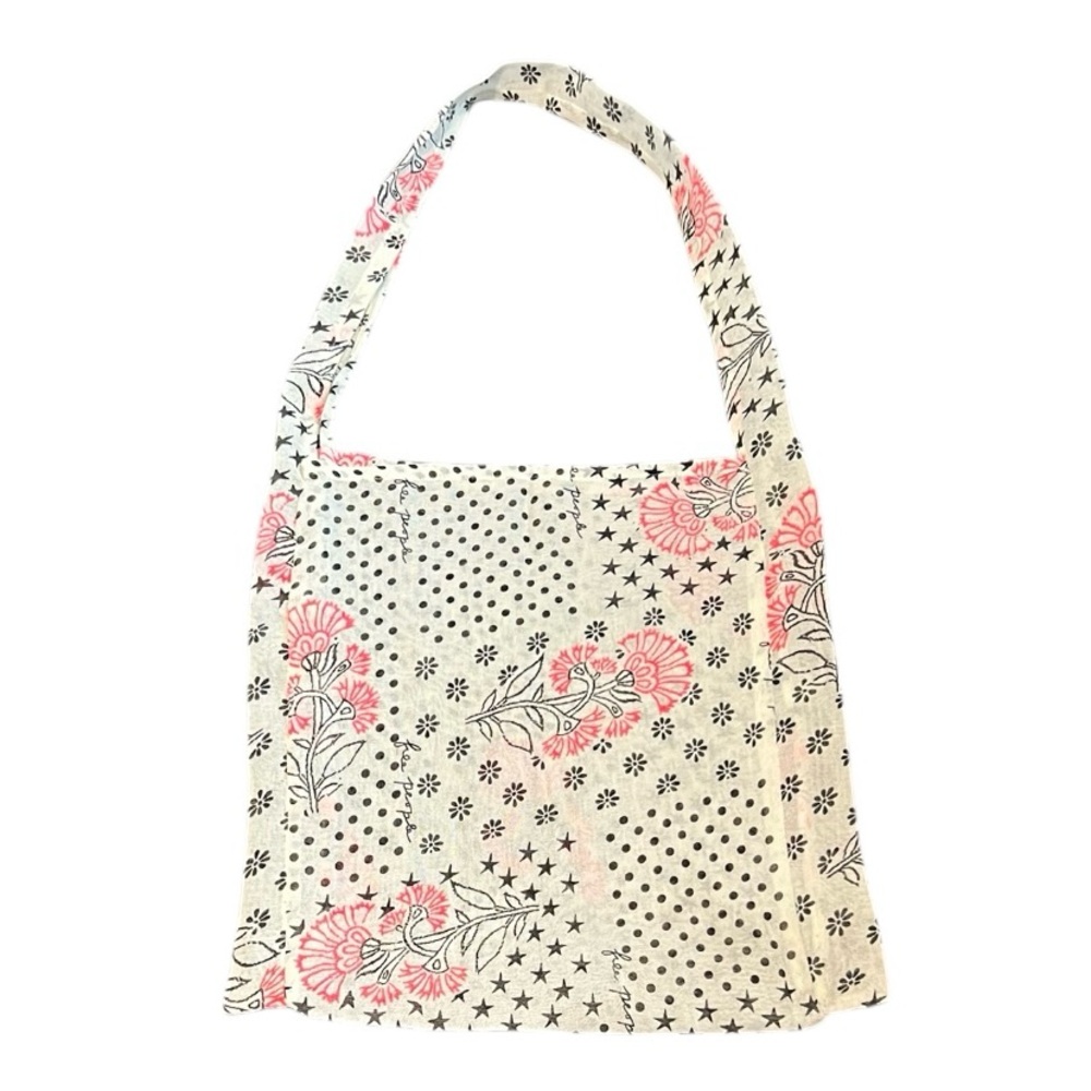 Free People Pink and Black Floral Shoulder Bag